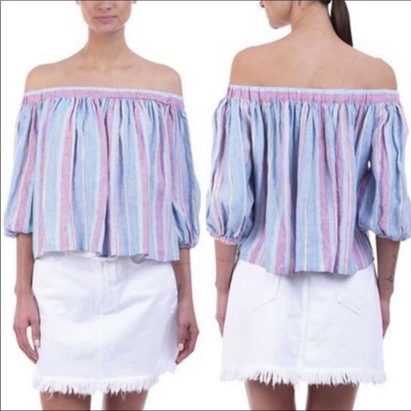 - NWT FRAME OFF SHOULDER LINEN TOP - Picture 2 of 4